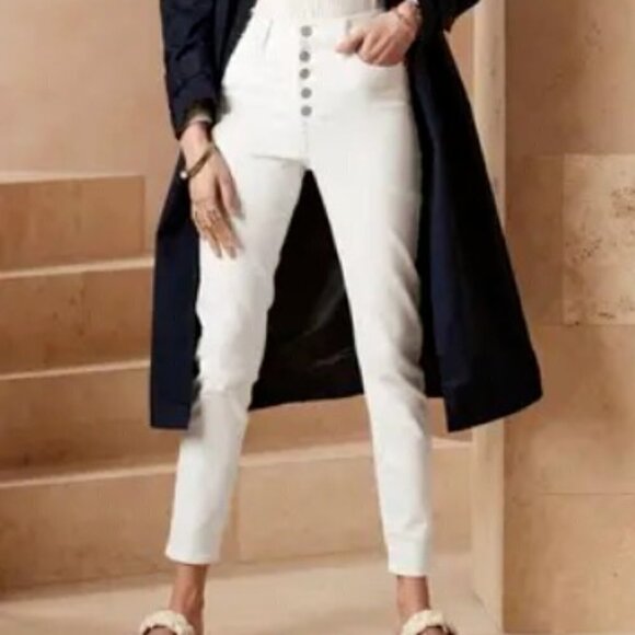 Banana Republic High-Rise Skinny Button Fly Size 34/18 White Jeans MSRP $110 - Picture 1 of 3